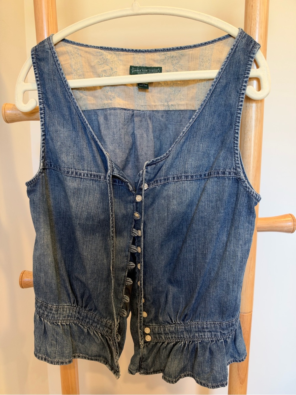 Ralph Lauren Light Blue Denim Button-Front Women’s Vest